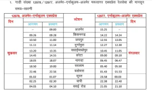 train timing change
