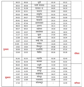 Train Timing Change