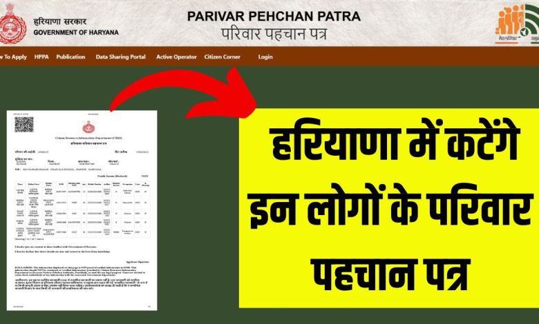 हरियाणा में कटेंगे इन लोगों के परिवार पहचान पत्र