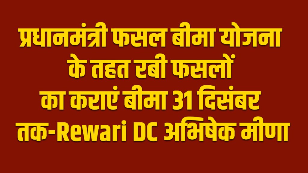 Rewari: प्रधानमंत्री फसल बीमा योजना के तहत रबी फसलों का कराएं बीमा 31 दिसंबर तक-DC अभिषेक मीणा