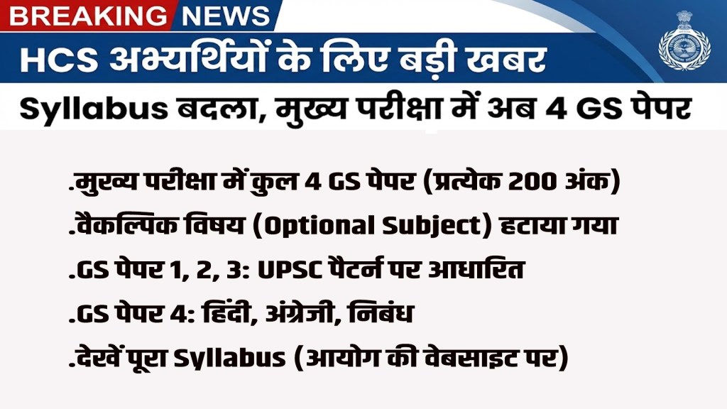 Changes in the syllabus of HCS exam, now there will be 4 papers