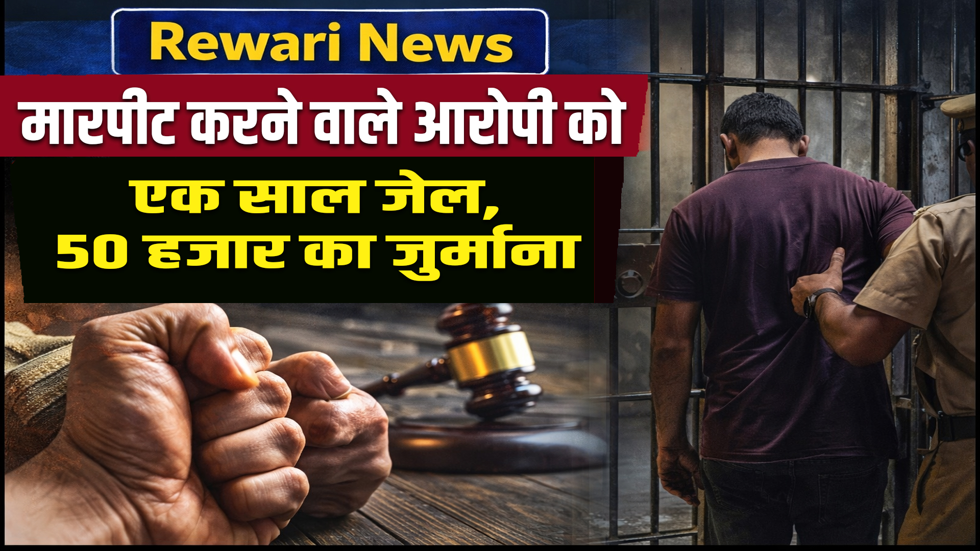 Rewari News: मारपीट करने वाले आरोपी को एक साल जेल, 50 हजार का जुर्माना 5 Rewari News : One year jail for assault accused