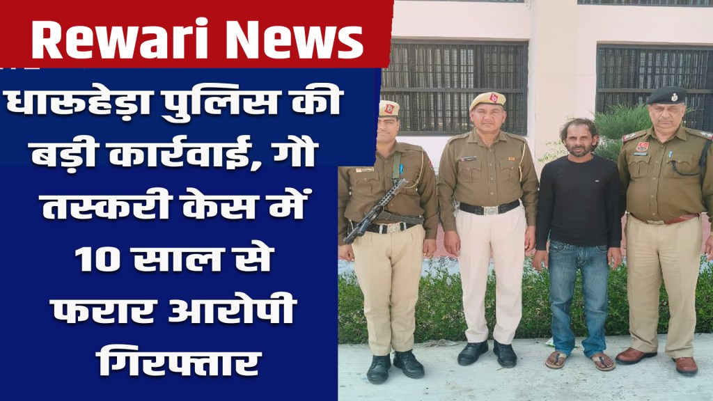 Rewari News: Dharuhera police arrest accused absconding for 10 years in cow smuggling case