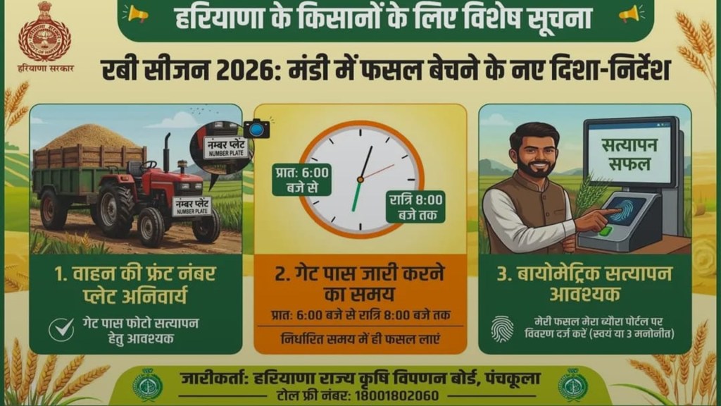 Rewari Mandi Update: Front number plate and biometric mandatory for gate pass