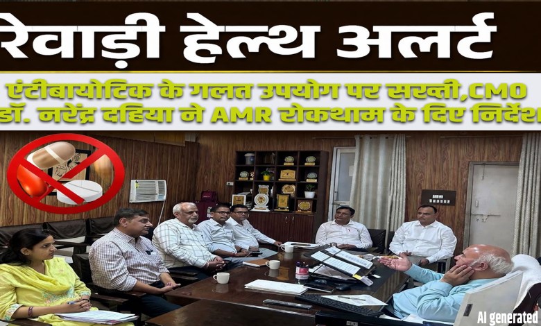 Rewari Health Alert: एंटीबायोटिक के गलत उपयोग पर सख्ती, CMO डॉ. नरेंद्र दहिया ने AMR रोकथाम के दिए निर्देश 1 Rewari Health Alert: CMO takes strict action against misuse of antibiotics