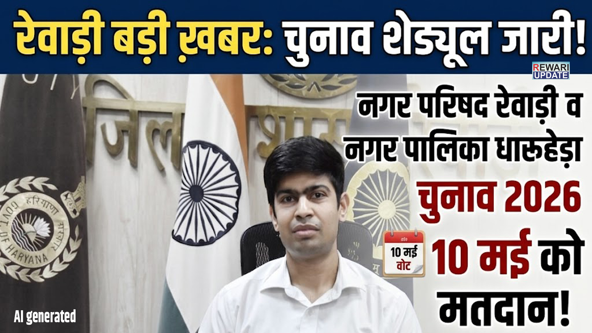 Rewari News: नगर परिषद रेवाड़ी व नगर पालिका धारूहेड़ा चुनाव 2026,10 मई को मतदान, नामांकन व पूरी शेड्यूल जानकारी 4 Rewari News: Municipal Council Rewari and Municipal Corporation Dharuhera Election 2026