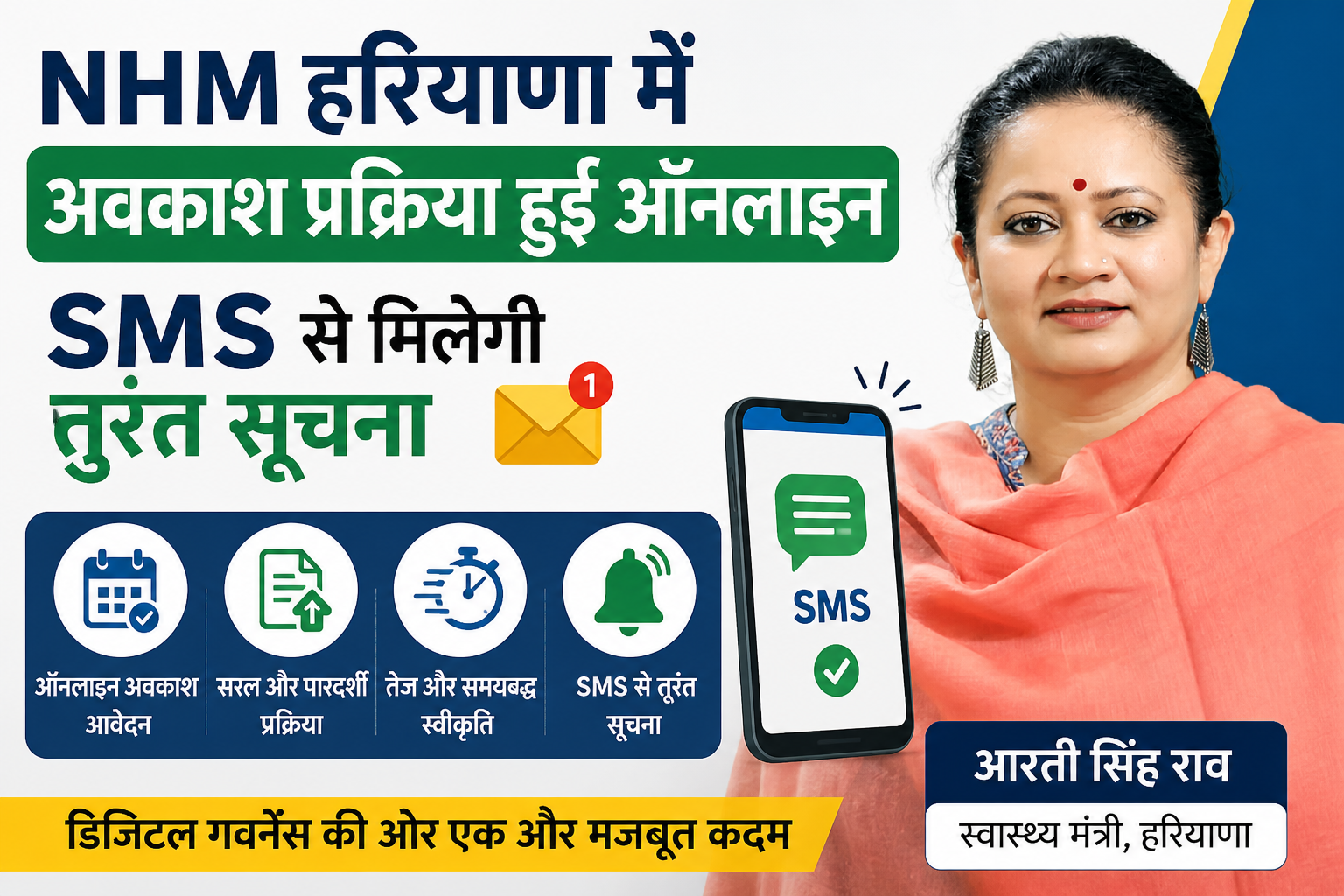 NHM Haryana's leave process is online, immediate information will be available through SMS